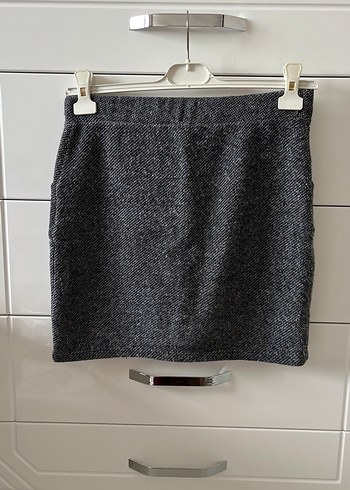 Gri Yün Mini Etek - Görsel 2