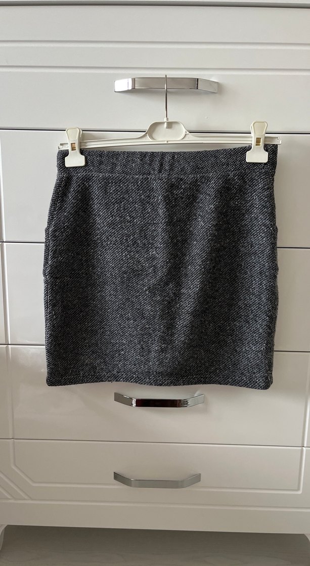 Gri Yün Mini Etek - Görsel 2