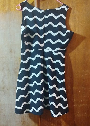 Zebra Desenli Siyah Midi Elbise - Görsel 3