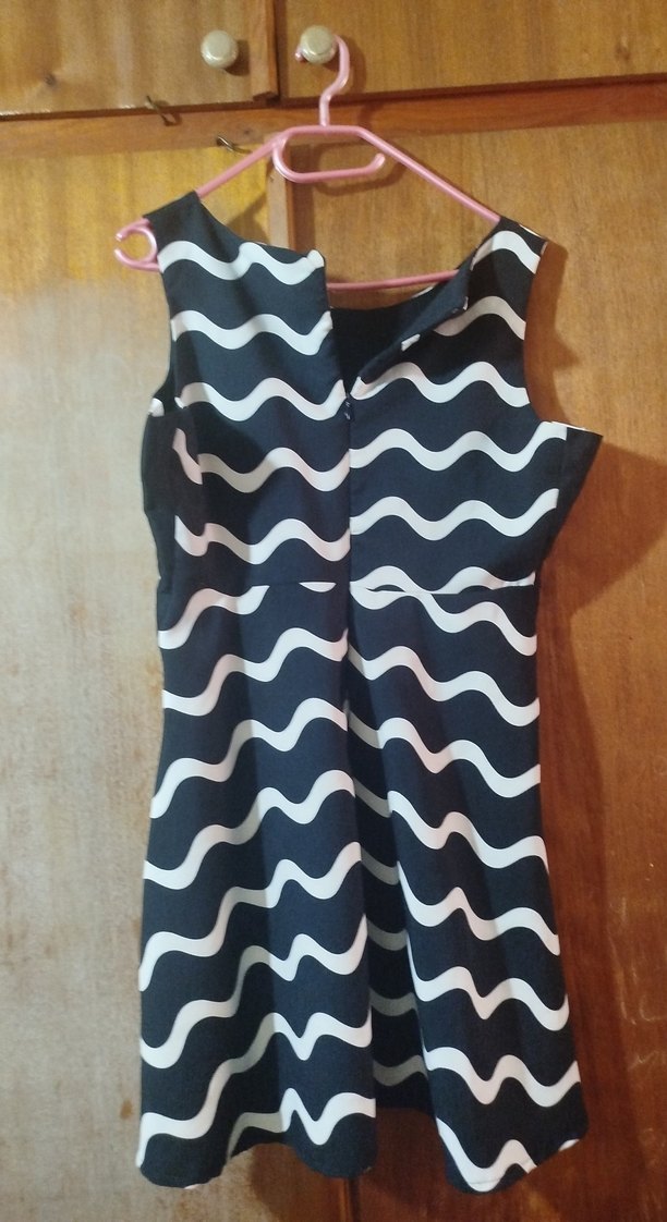 Zebra Desenli Siyah Midi Elbise - Görsel 4