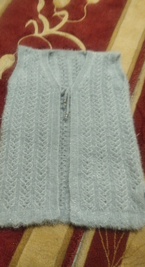 Gri V Yaka Örgü Kadın Yelek - Görsel 3