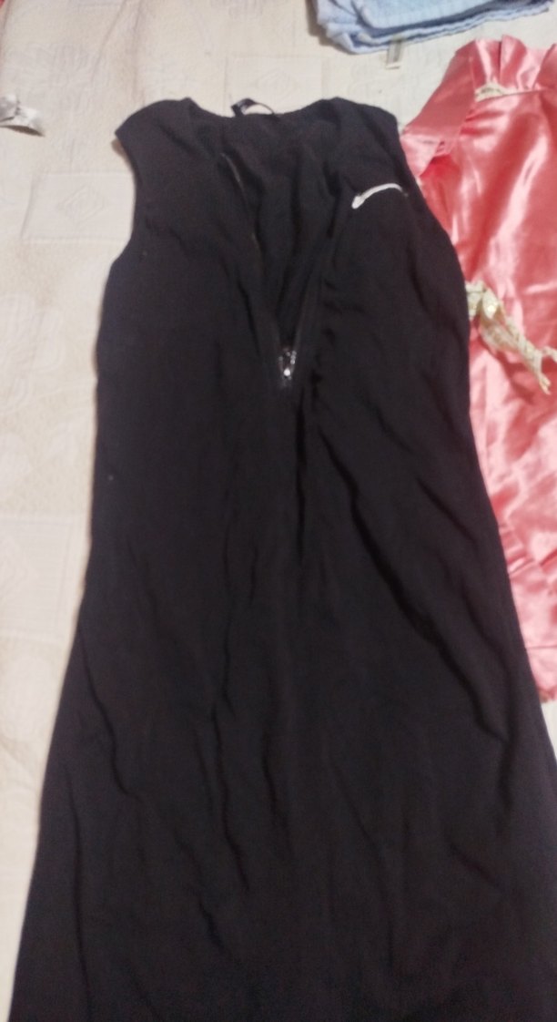 Siyah V Yaka Uzun Günlük Elbise - Görsel 4