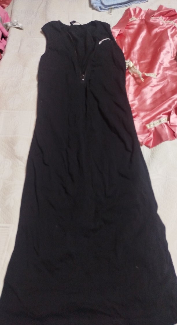 Siyah V Yaka Uzun Günlük Elbise - Görsel 2