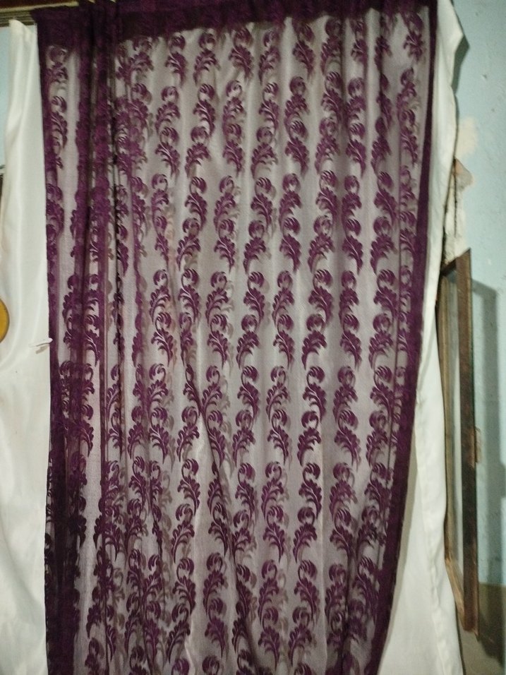 Mor Bağlama Desenli Perdeler - Görsel 2