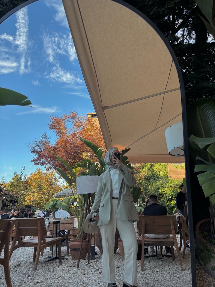 Camel Renkli Midi Boy Kadın Blazer Ceket - Görsel 3