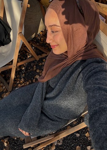 Uzun Gri Triko Kadın Elbise - Görsel 3