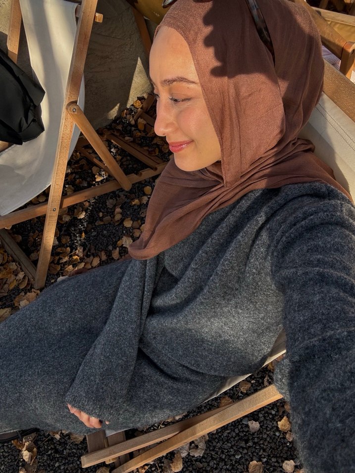 Uzun Gri Triko Kadın Elbise - Görsel 3