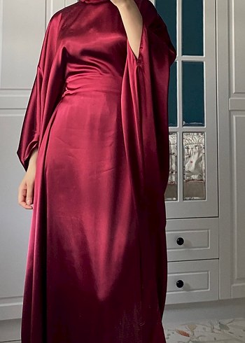 Kırmızı Uzun Kollu Salaş Bohem Kadın Elbise - Görsel 2