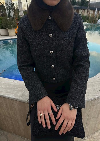 Uzun Bağlamalı Denim Kadın Ceket - Görsel 3