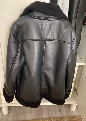 Kürk Detaylı Siyah Deri Biker Ceket
