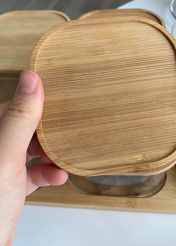 Beden kahverengi Renk Bambu Kapaklı Kahverengi Saklama Kabı