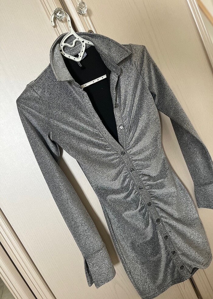 Simli slim fit elbise - Görsel 2