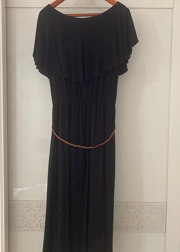 Siyah Süet Bohem Uzun Elbise - Görsel 4