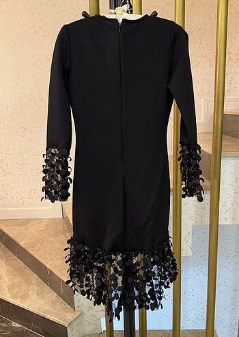 Siyah Desenli Elbise - Görsel 4