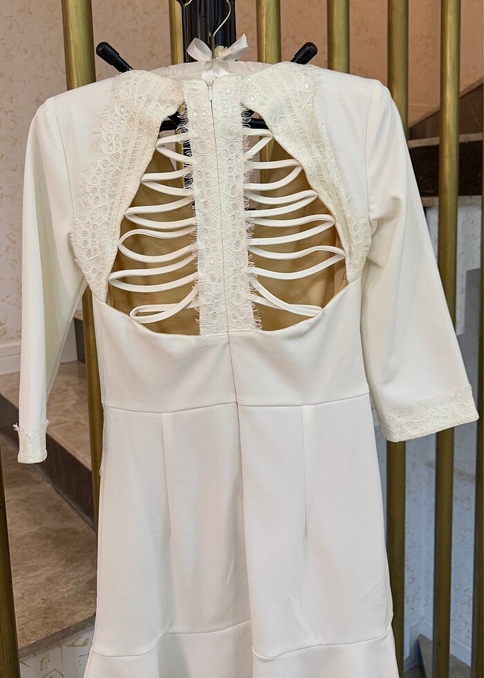 EKRU renk Elbise - Görsel 3