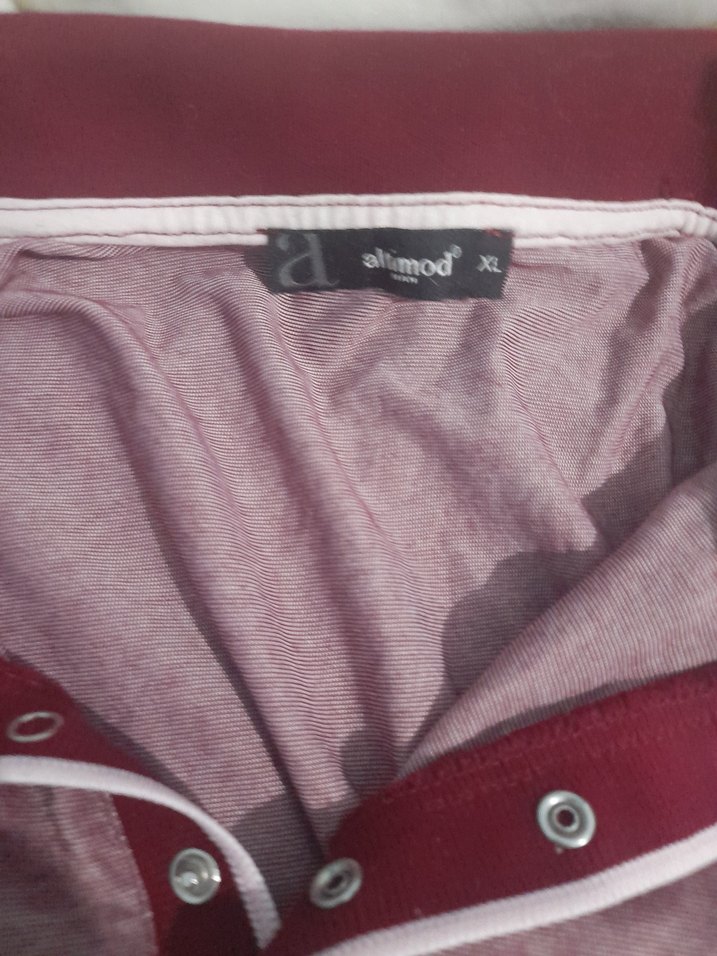 Bordo Düğmeli Erkek Polo Tişört - Görsel 2