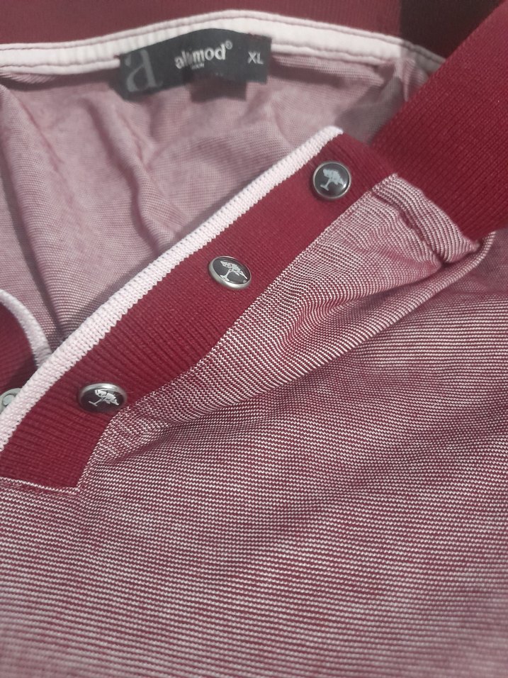 Bordo Düğmeli Erkek Polo Tişört - Görsel 3