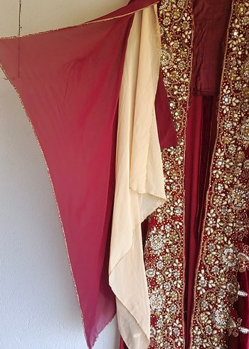 38 Beden bordo Renk Bordo Nakışlı Bindallı Kaftan