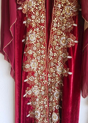 Diğer Bordo Nakışlı Bindallı Kaftan
