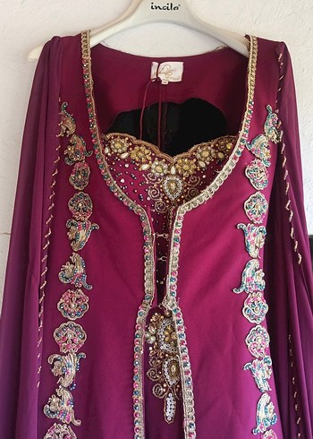 38 Beden Koyu pembe Nakışlı 2li takım bindallı/ kaftan