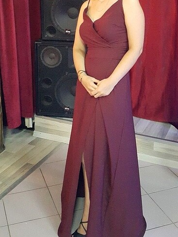 Abiye Bordo Elbise - Görsel 2