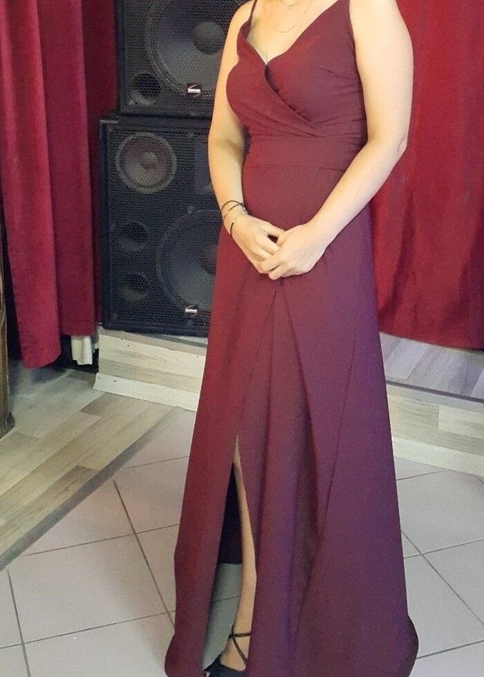 Abiye Bordo Elbise - Görsel 2