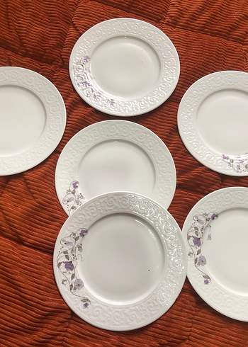Beyaz Çiçek Desenli Porselen Tabak 6 lı servis tabağı - Görsel 3