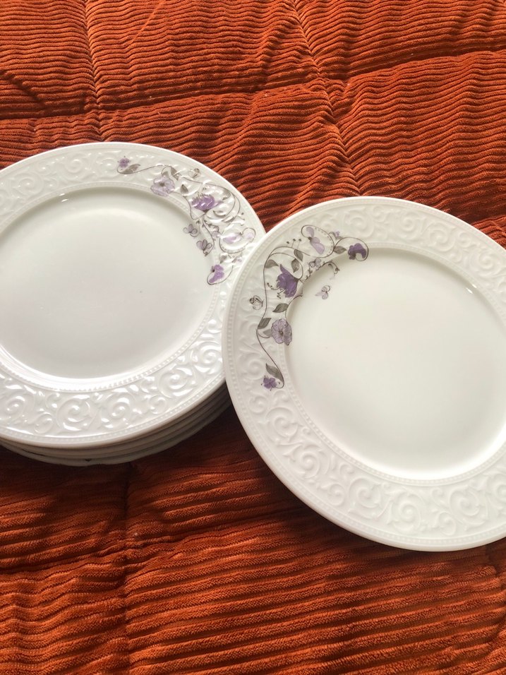 Beyaz Çiçek Desenli Porselen Tabak 6 lı servis tabağı - Görsel 2