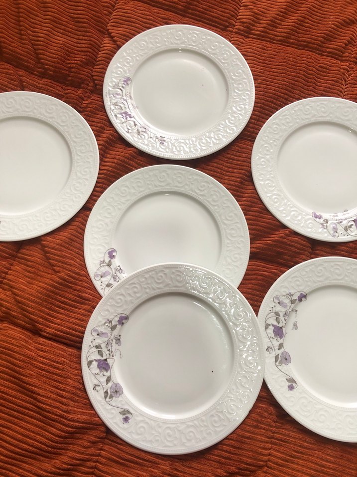 Beyaz Çiçek Desenli Porselen Tabak 6 lı servis tabağı - Görsel 3