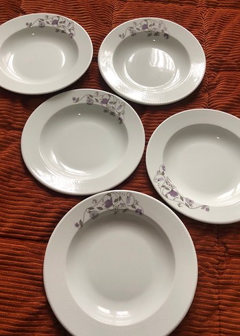 Beyaz Çiçek Desenli Yemek Tabağı 5lidir - Görsel 3