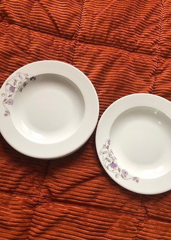 Beyaz Çiçek Desenli Yemek Tabağı 5lidir - Görsel 2