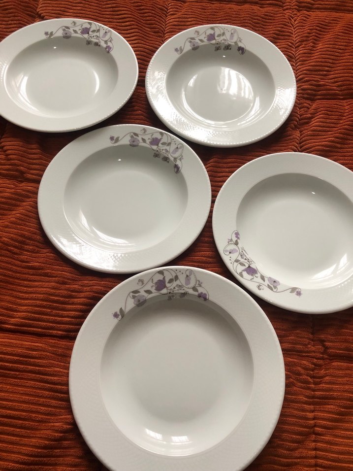 Beyaz Çiçek Desenli Yemek Tabağı 5lidir - Görsel 3