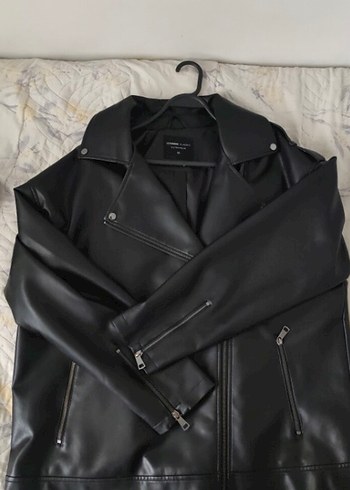 Siyah Deri Biker Ceket Kadın - Görsel 2