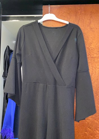 Kadın Siyah Uzun Kollu Tulum - Görsel 2