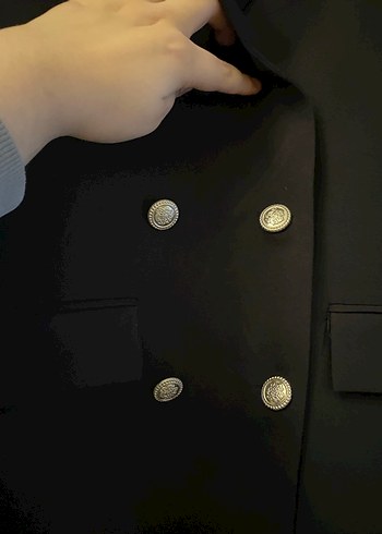 Düğmeli Siyah Kadın Blazer Ceket - Görsel 3