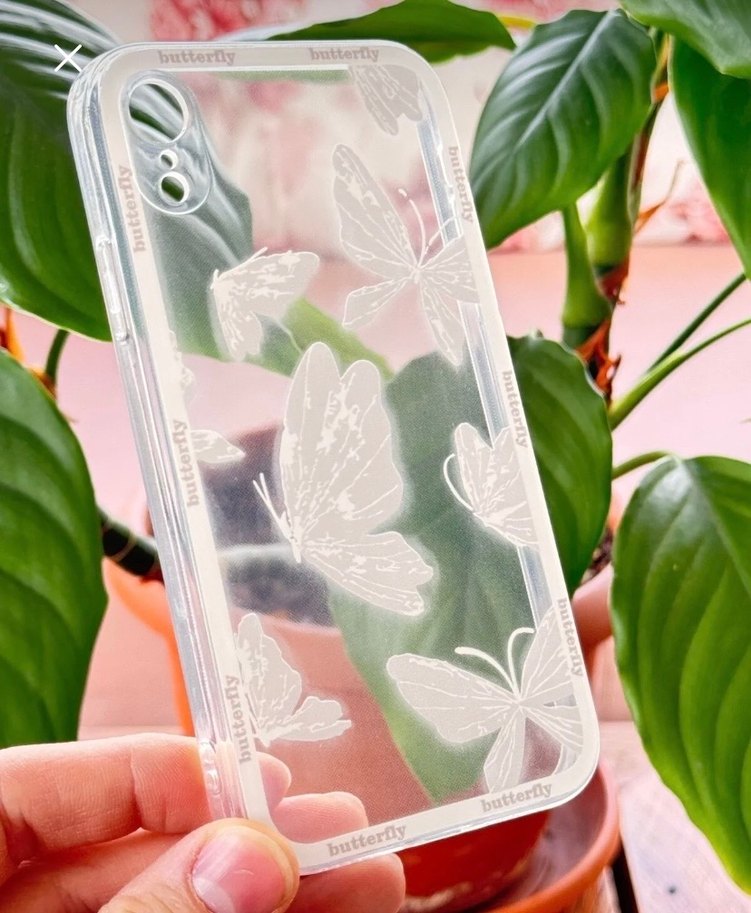İphone Xr Şeffaf Beyaz Kelebek Desenli Telefon Kılıfı - Görsel 2