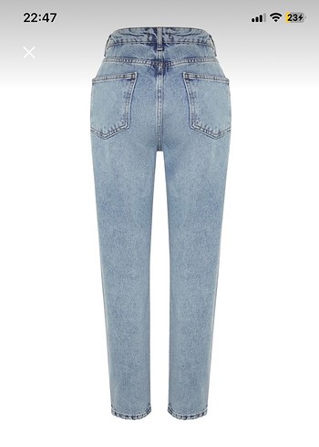 Açık Mavi Yüksel Bel Mom Jeans - Görsel 8