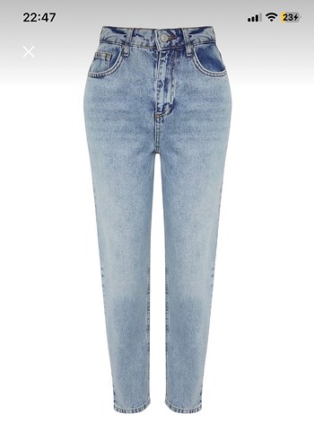 Açık Mavi Yüksel Bel Mom Jeans - Görsel 7