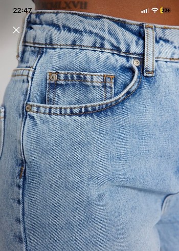 Açık Mavi Yüksel Bel Mom Jeans - Görsel 5