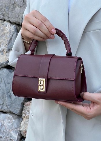 Bordo Deri Kadın Omuz Çantası - Görsel 2