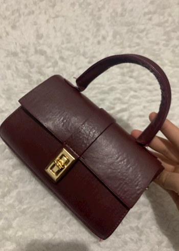 Bordo Deri Kadın Omuz Çantası - Görsel 4