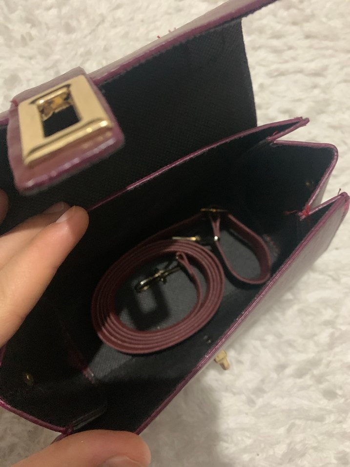 Bordo Deri Kadın Omuz Çantası - Görsel 5