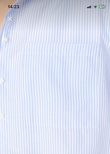 Mavi Çizgili Oversize Gömlek - Görsel 4