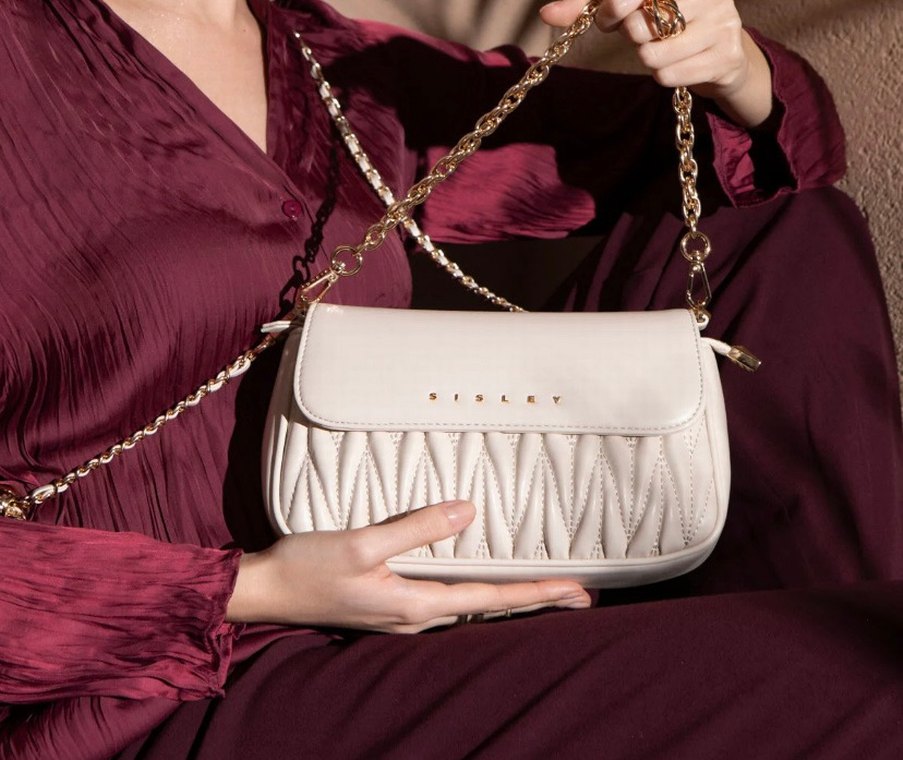 Zincir Detaylı Beyaz Deri Kadın Çanta - Görsel 2