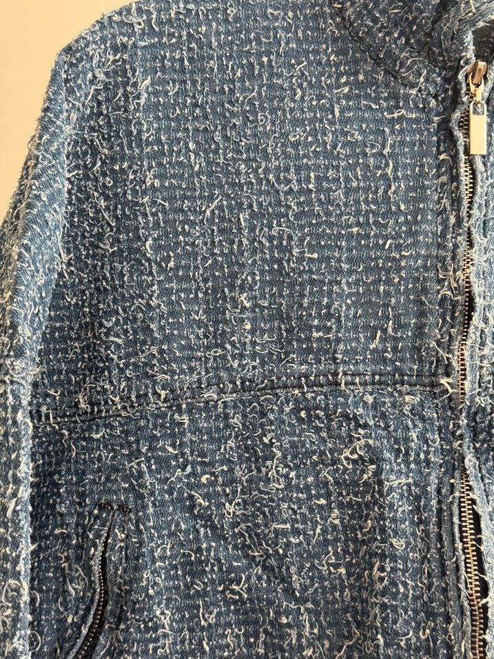 Trendy Mavi Örgü Denim Ceket - Görsel 4