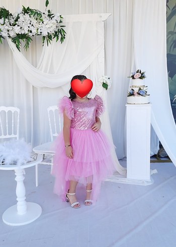 11-12 Yaş Beden Seker Pembe Kız Çocuk abiye