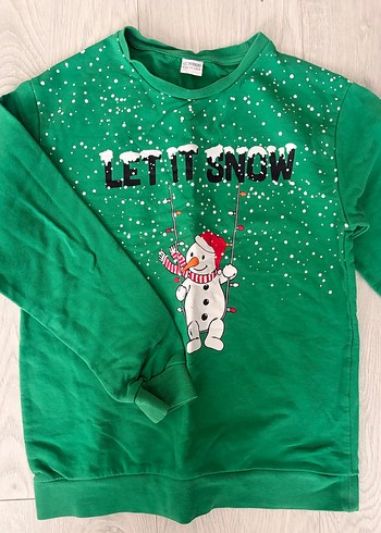 Yeşil Baskılı sweat tişört , uzun Kollu - Görsel 2