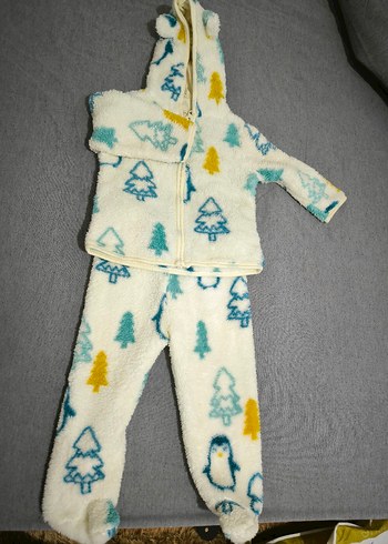 Bebek Erkek Beyaz Polar Tulum - Görsel 2