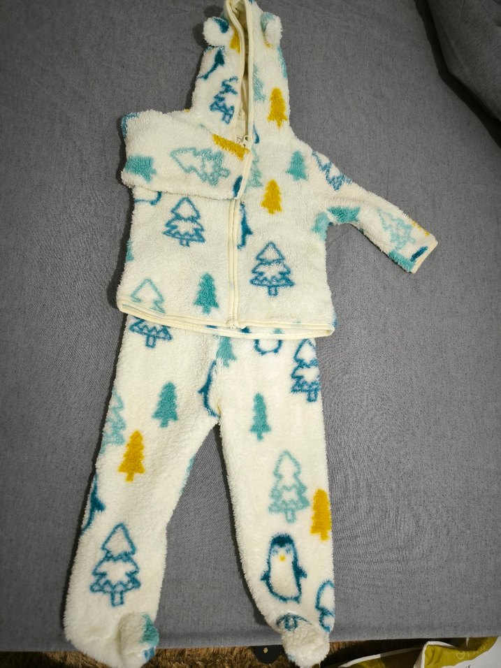 Bebek Erkek Beyaz Polar Tulum - Görsel 2