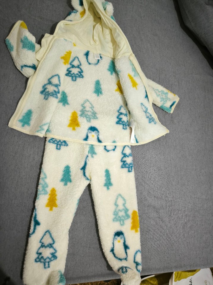 Bebek Erkek Beyaz Polar Tulum - Görsel 4